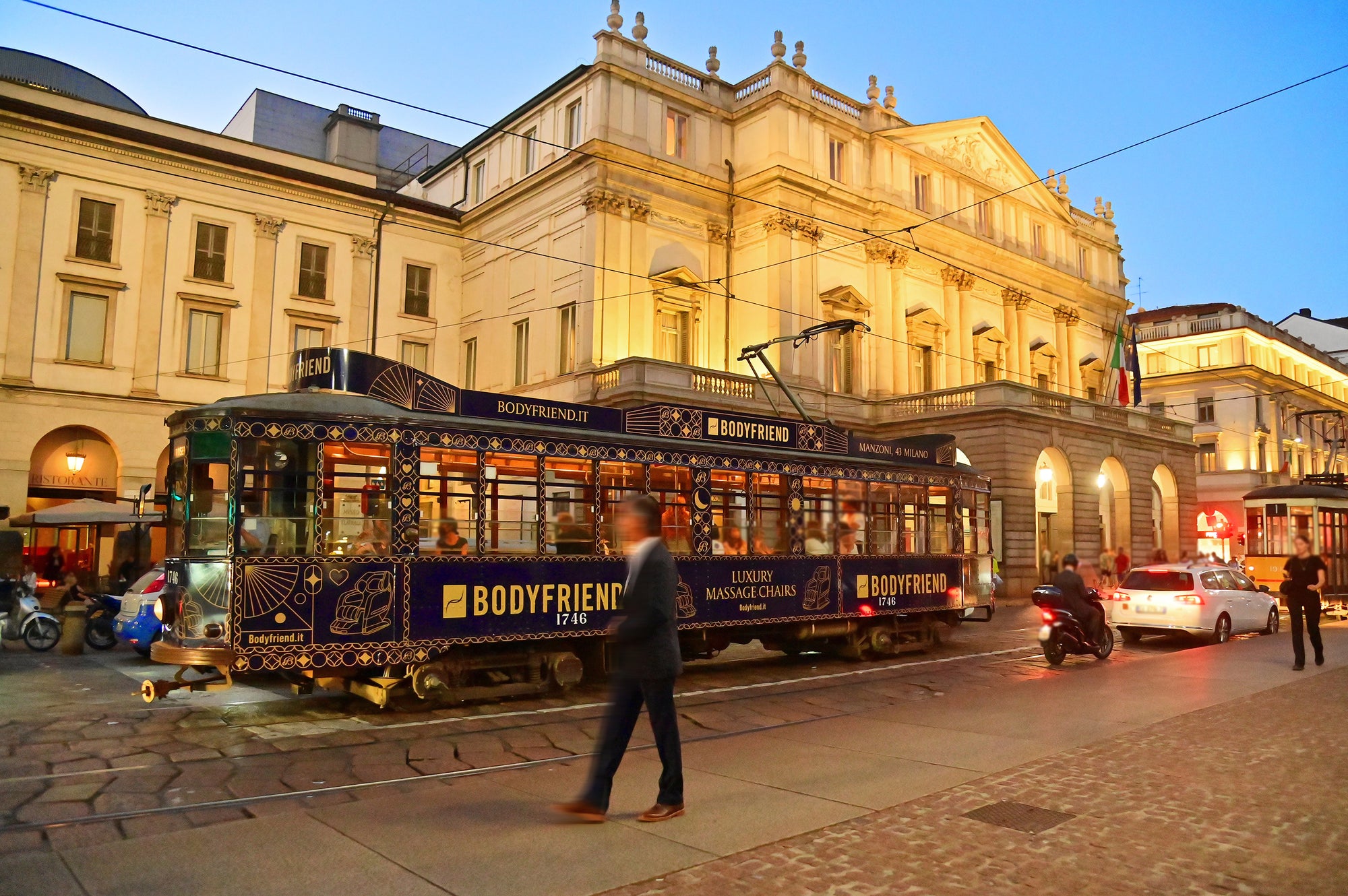 The Bodyfriend Graphic can be seen on a tram in Milan.